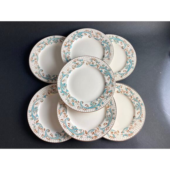 Set of 7 Antique Bread Plates by Meakin, Late 1890s - Brierley Pattern - Picture 1 of 6